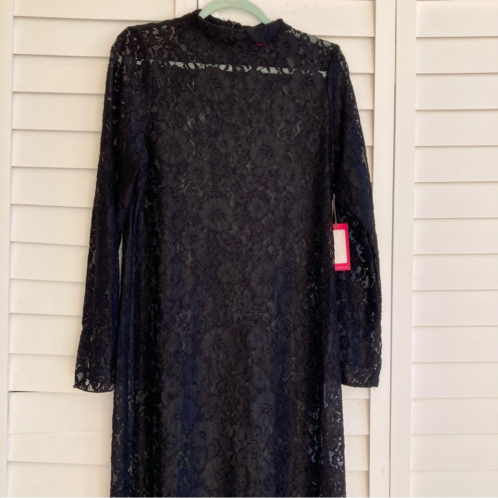Vince Camuto Black Lace Maxi Dress Elegant Evening Wedding Guest Formal SZ:L NWT - Picture 10 of 14